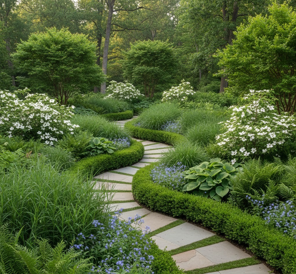 Lush green landscape with native plants