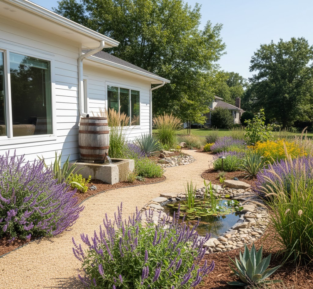 Sustainable landscape design with eco-friendly features